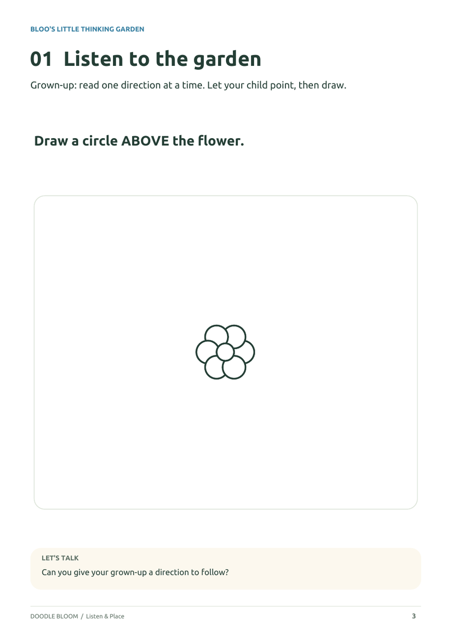 Listen & Place: actual activity page