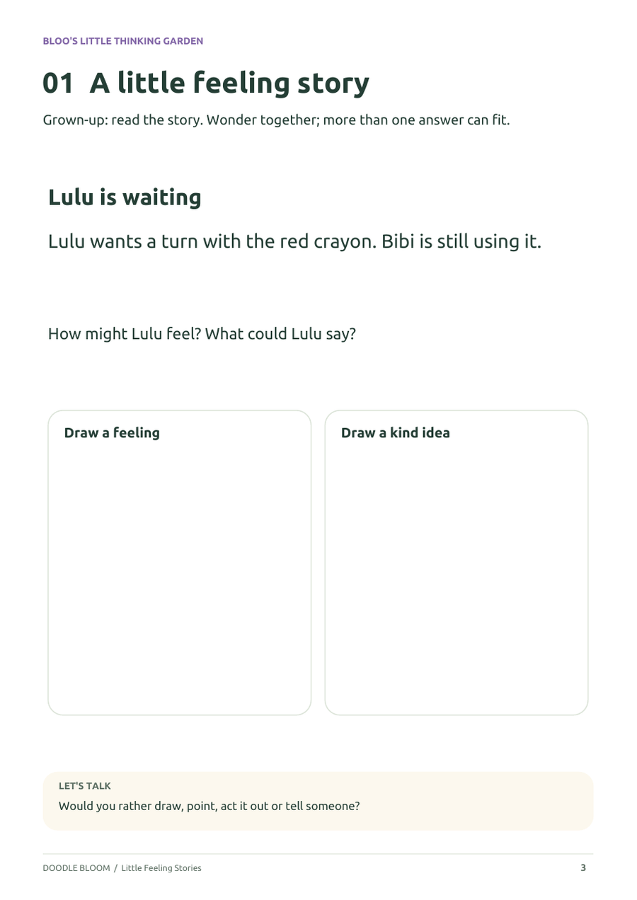 Little Feeling Stories: actual activity page