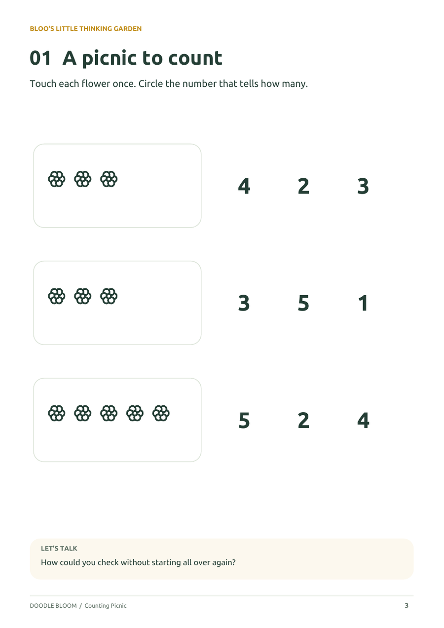 Counting Picnic: actual activity page