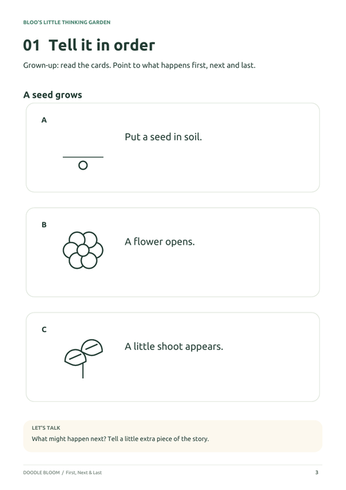 First, Next & Last: actual activity page