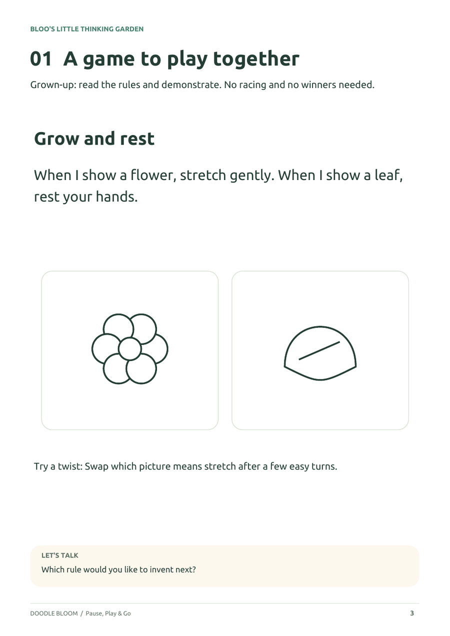 Pause, Play & Go: actual activity page